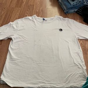 Divided White Tee with Globe